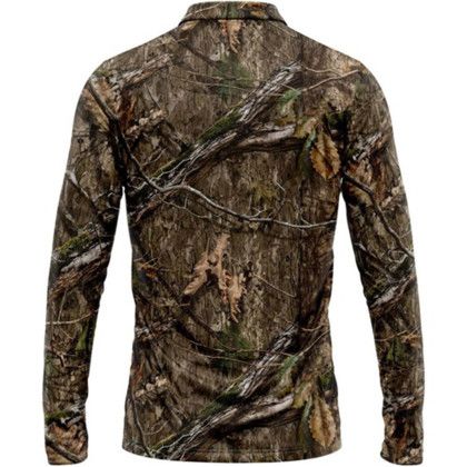Custom Mossy Oak Men's 4.4 oz. Polyester Interlock Long Sleeve Polo Shirt - Mo-Country DNA Back View 
