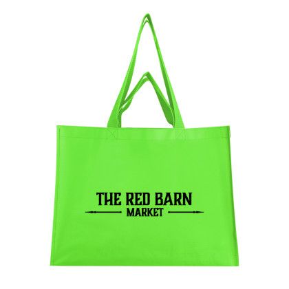 Custom Matte Laminated Recycled Non-Woven Dual Handle Shopper Tote Bag - Lime green