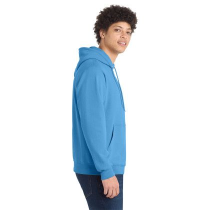 Custom Port & Co Core Fleece Pullover Hooded Sweatshirt - Aquatic Blue Side View