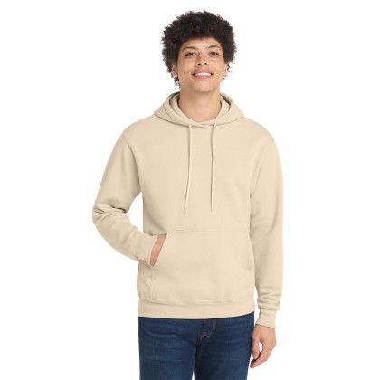 Custom Port & Co Core Fleece Pullover Hooded Sweatshirt - Cream Front View