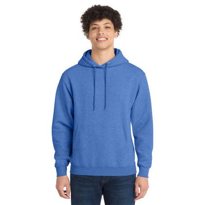 Custom Port & Co Core Fleece Pullover Hooded Sweatshirt - Heather Royal blue Front View