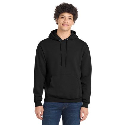 Custom Port & Co Core Fleece Pullover Hooded Sweatshirt - Jet Black Front View