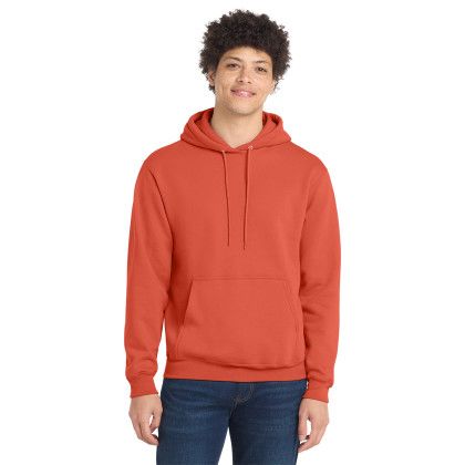 Custom Port & Co Core Fleece Pullover Hooded Sweatshirt - Orange Front View