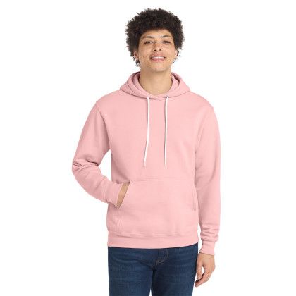 Custom Port & Co Core Fleece Pullover Hooded Sweatshirt - Pale Blush Front View