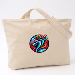 Custom Full Color Zippered Cotton Canvas Tote 12 oz - Natural Custom Full Color Zippered Cotton Canvas Tote 12 oz - Natural