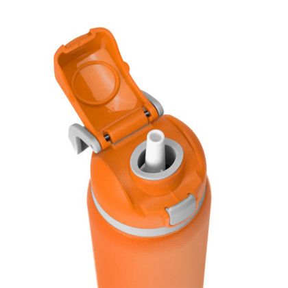 Custom Two-Toned 27oz. Stainless Steel Pop Straw Bottle - Orange Open Bottel