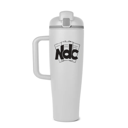 Custom MaxHydrate 40 oz. Pop Straw Bottle - White Front View 