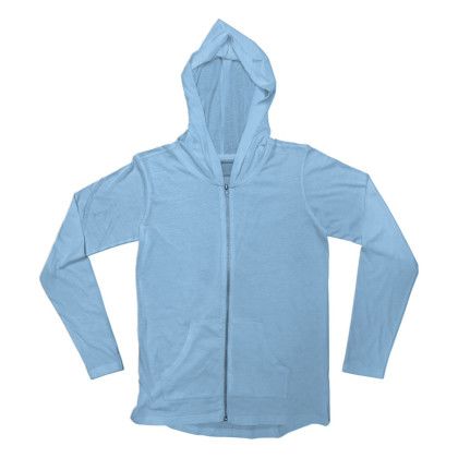 Custom Light Weight Full Zip Hooded Jersey - Embroidered - Mist Blue 