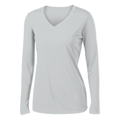 Custom Women's Performance V-Neck T-Shirt - Gray Front View 