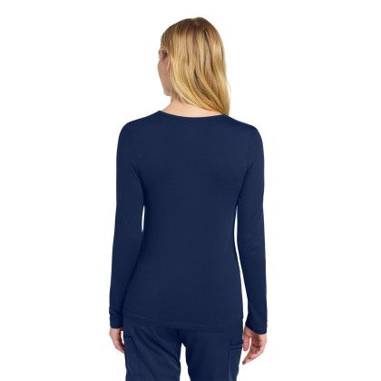 Custom Wink Women's Long Sleeve Layer Tee - Navy Back View 
