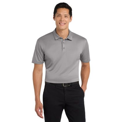 Custom Port Authority Silk Touch Performance Polo - Gusty Grey Front View Custom Port Authority Silk Touch Performance Polo - Gusty Grey Front View