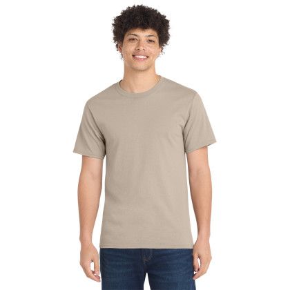 Custom Port & Co Essential Tee - Light sand - Front