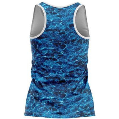 Custom Mossy Oak Women's 4.4 oz. Polyester Interlock Tank, UPF 50+ - MO Element Marlin Back View 