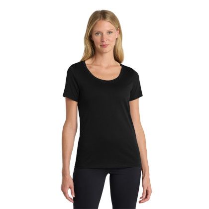 Custom Nike Women's Dri-FIT Cotton/Poly Scoop Neck Tee - Black Front View