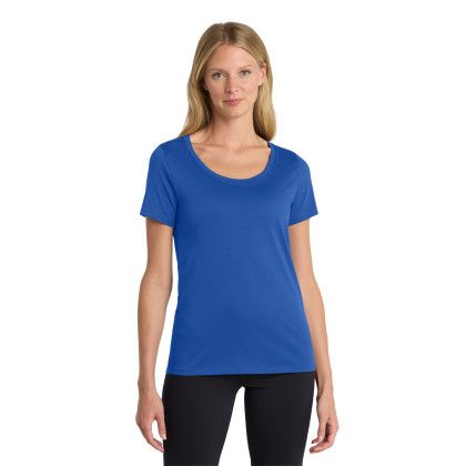 Custom Nike Women's Dri-FIT Cotton/Poly Scoop Neck Tee - Rush Blue Front View