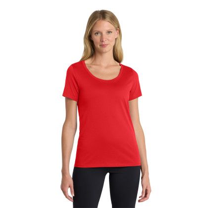 Custom Nike Women's Dri-FIT Cotton/Poly Scoop Neck Tee - University Red Front View