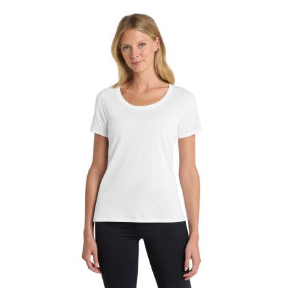 Custom Nike Women's Dri-FIT Cotton/Poly Scoop Neck Tee - White Front View