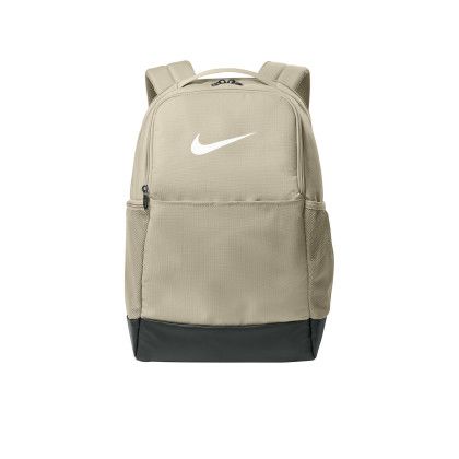 Custom Nike Brasilia Medium Backpack  - Desert Khaki Front View