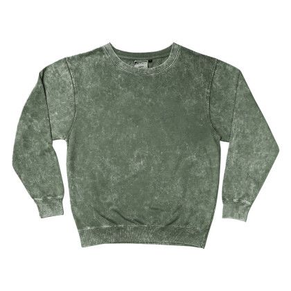 Custom Acid Washed Crew Neck Sweatshirt - Screen - Sage Custom Acid Washed Crew Neck Sweatshirt - Screen - Sage