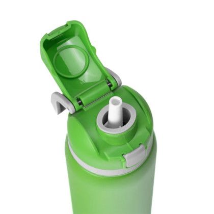 Custom Two-Toned 27oz. Stainless Steel Pop Straw Bottle - Lime Green Open Bottel