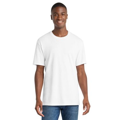 Custom Port & Co Beach Wash Garment-Dyed Tee - White Front View