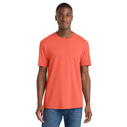 Custom Port & Co Beach Wash Garment-Dyed Tee - Neon Coral Front View
