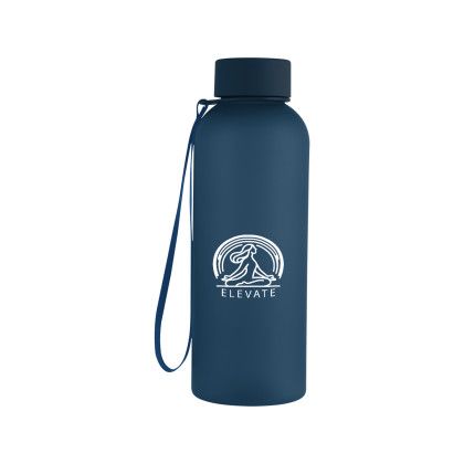 Custom 20 oz. Morgan RPET Rubberized Bottle With Carry Strap - Frost Navy