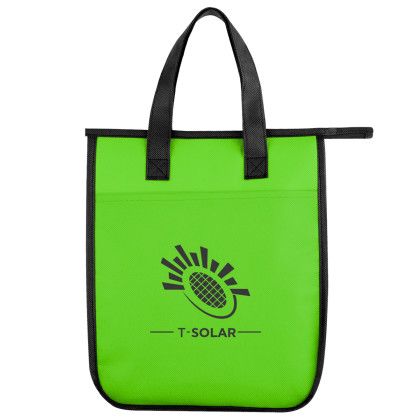 Custom Lola Laminated Non-Woven 6 Can Cooler Bag - Lime green