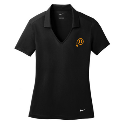 Custom Nike Ladies Dri-FIT Vertical Mesh Polo w/ Screen Print 4.4oz - Embroidery - Black 