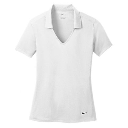 Custom Nike Ladies Dri-FIT Vertical Mesh Polo w/ Screen Print 4.4oz - White 