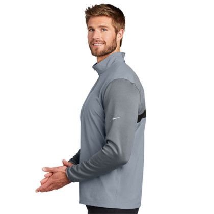 Custom Nike Dri-FIT Fabric Mix 1/2-Zip Cover-Up 4.7 oz. Jacket - Screen Print - Cool Gray/Dark Gray Side View Custom Nike Dri-FIT Fabric Mix 1/2-Zip Cover-Up 4.7 oz. Jacket - Screen Print - Cool Gray/Dark Gray Side View