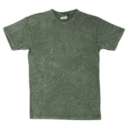Custom Acid Wash Short Sleeve T-Shirt - Embroidered - Sage Green Front View 