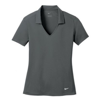 Custom Nike Ladies Dri-FIT Vertical Mesh Polo w/ Screen Print 4.4oz - Embroidery - Anthracite 