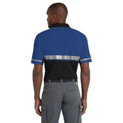 Custom CornerStone Select Lightweight Snag-Proof Enhanced Visibility Polo - Royal/Black Back View 