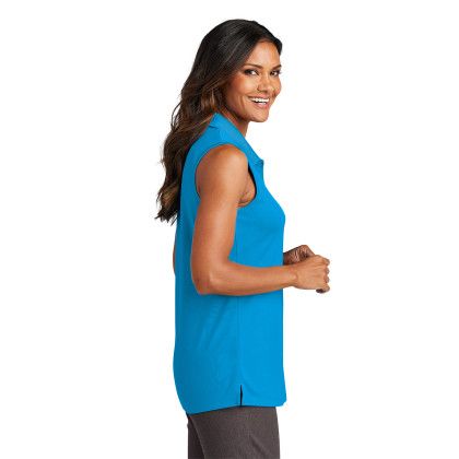 Custom Port Authority Women's Dry Zone UV Micro-Mesh Sleeveless Polo - Coastal Blue Side View