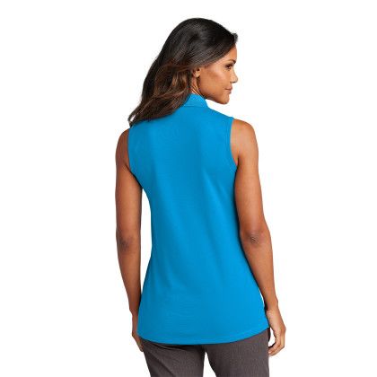 Custom Port Authority Women's Dry Zone UV Micro-Mesh Sleeveless Polo - Coastal Blue Back View