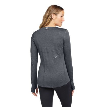 Custom OGIO Women's Long Sleeve Pulse Crew - Gear Grey Back View