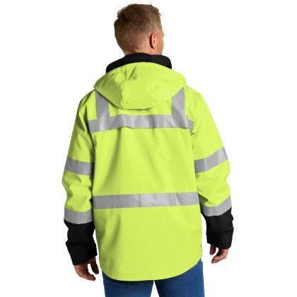 Custom CornerStone ANSI 107 Class 3 Waterproof Insulated Ripstop Bomber Jacket - Safety Yellow Back View 