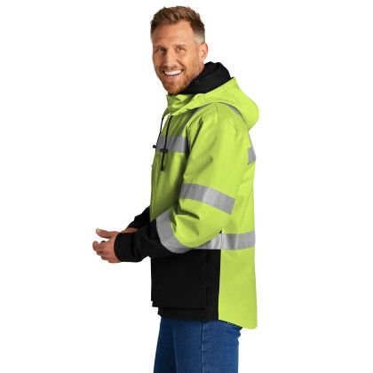 Custom CornerStone ANSI 107 Class 3 Waterproof Insulated Ripstop Bomber Jacket - Safety Yellow Side View 