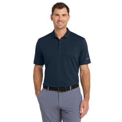 Custom Nike Dri-FIT Micro Pique 2.0 Pocket Polo - Navy Front View