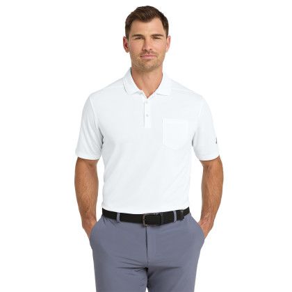 Custom Nike Dri-FIT Micro Pique 2.0 Pocket Polo - White Front View