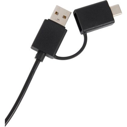 Custom 5-in-1 Recycled Long Charging Cable - Black Back Custom 5-in-1 Recycled Long Charging Cable - Black Back