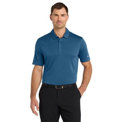 Custom Nike Dri-FIT Hex Textured Polo - Court Blue Front View