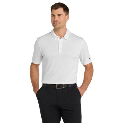 Custom Nike Dri-FIT Hex Textured Polo - White Front View
