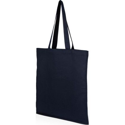 Custom Double-Stitched 8 oz Organic Cotton Tote - Navy Side View 