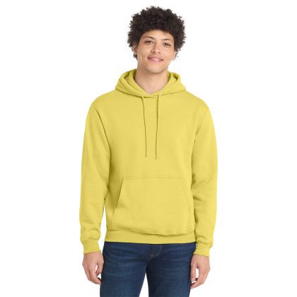 Custom Port & Co Core Fleece Pullover Hooded Sweatshirt - Yellow Front View