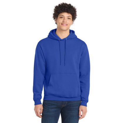 Custom Port & Co Core Fleece Pullover Hooded Sweatshirt - True Royal Blue Front View