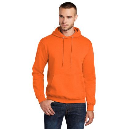Custom Port & Co Core Fleece Pullover Hooded Sweatshirt - Safety Orange Front View