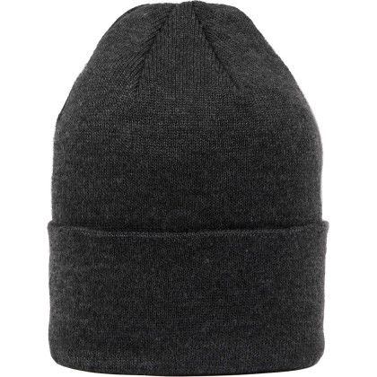 Custom Recycled Knit Beanie - Heather Dark Charcoal Front View 