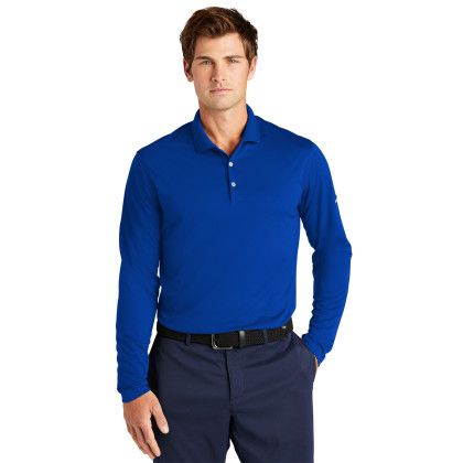 Custom Nike Dri-FIT Micro Pique 2.0 Long Sleeve Polo - Game Royal Front View